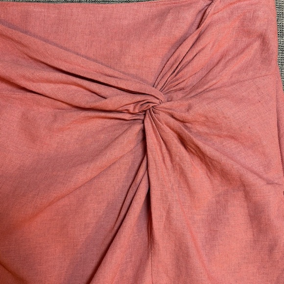 Abercrombie & Fitch Knotted Linen Coral Pink Mini Skirt Sz Large - Picture 5 of 11
